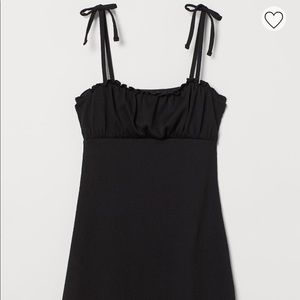 H&M Bow-Detail Jersey Black Dress Size XL